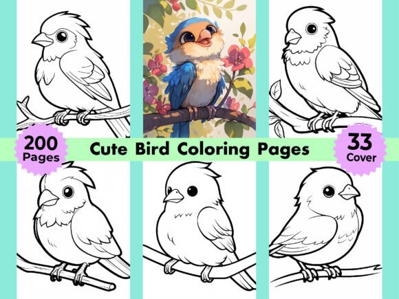 200 Cute Bird Coloring Pages for Kids: Creative Design Assets