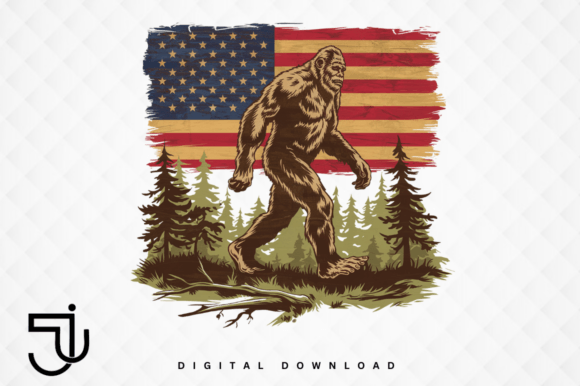 Bigfoot Forest American Flag 4th July: A Versatile Design Asset