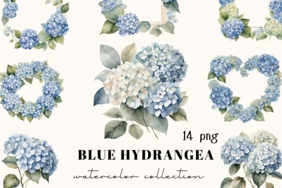 Blue Hydrangeas Watercolor Collection: Elevate Your Design Projects
