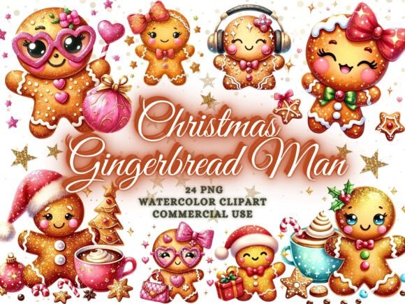Christmas Gingerbread Man Clipart Bundle: Festive Design Assets