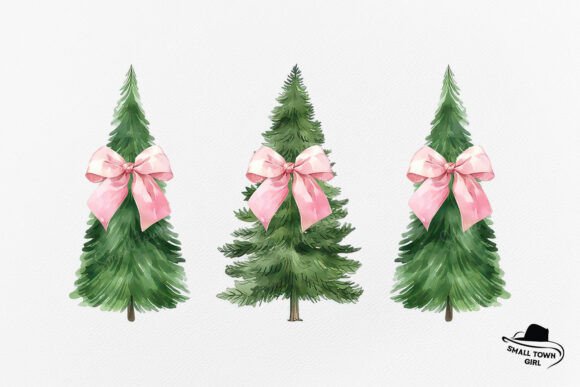 Elevate Your Designs with Christmas Tree Coquette Bow Watercolor