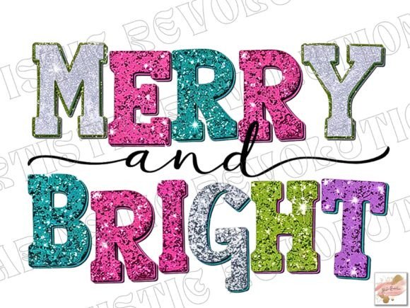 Merry and Bright Glitter Christmas PNG: A Design Asset for Festive Branding