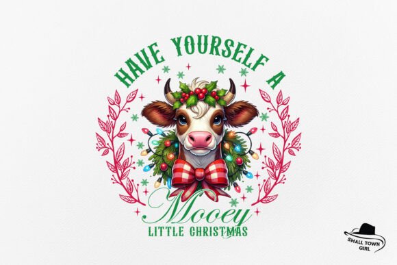 Mooey Cow Bow Coquette Christmas Light: A Festive Design Asset