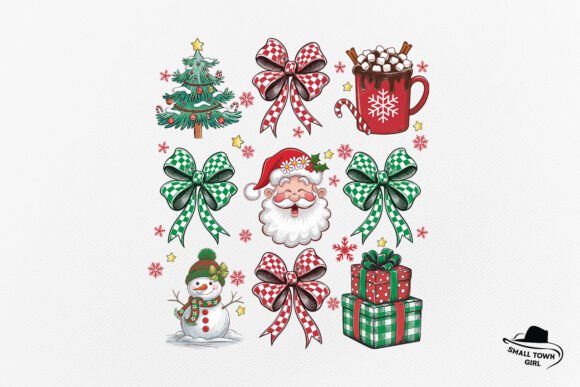 Retro Checkered Coquette Christmas Bow: A Design Asset