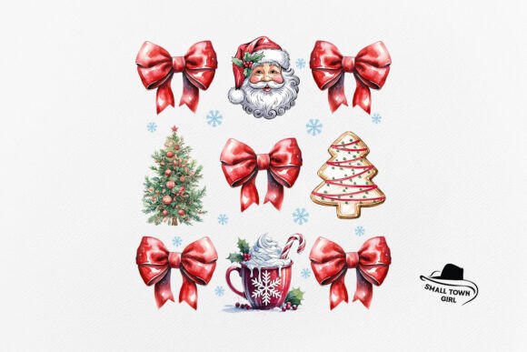 Retro Coquette Christmas Bow Santa Png: Elevate Your Festive Designs